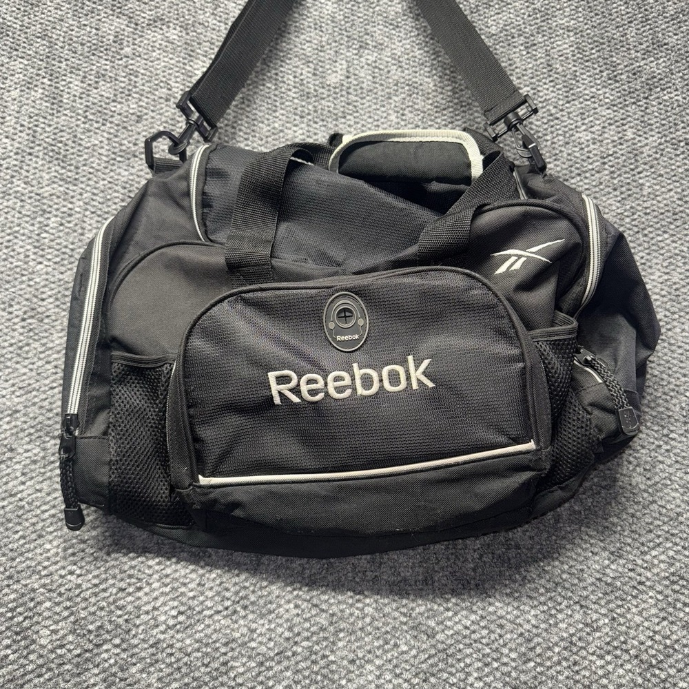 Salty Reebok Duffle Gym Bag Black Medium Athletic Basketball Training Sports